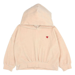 Búho - Kadife Kalp Kapüşonlu Sweatshirt | Açık Pembe