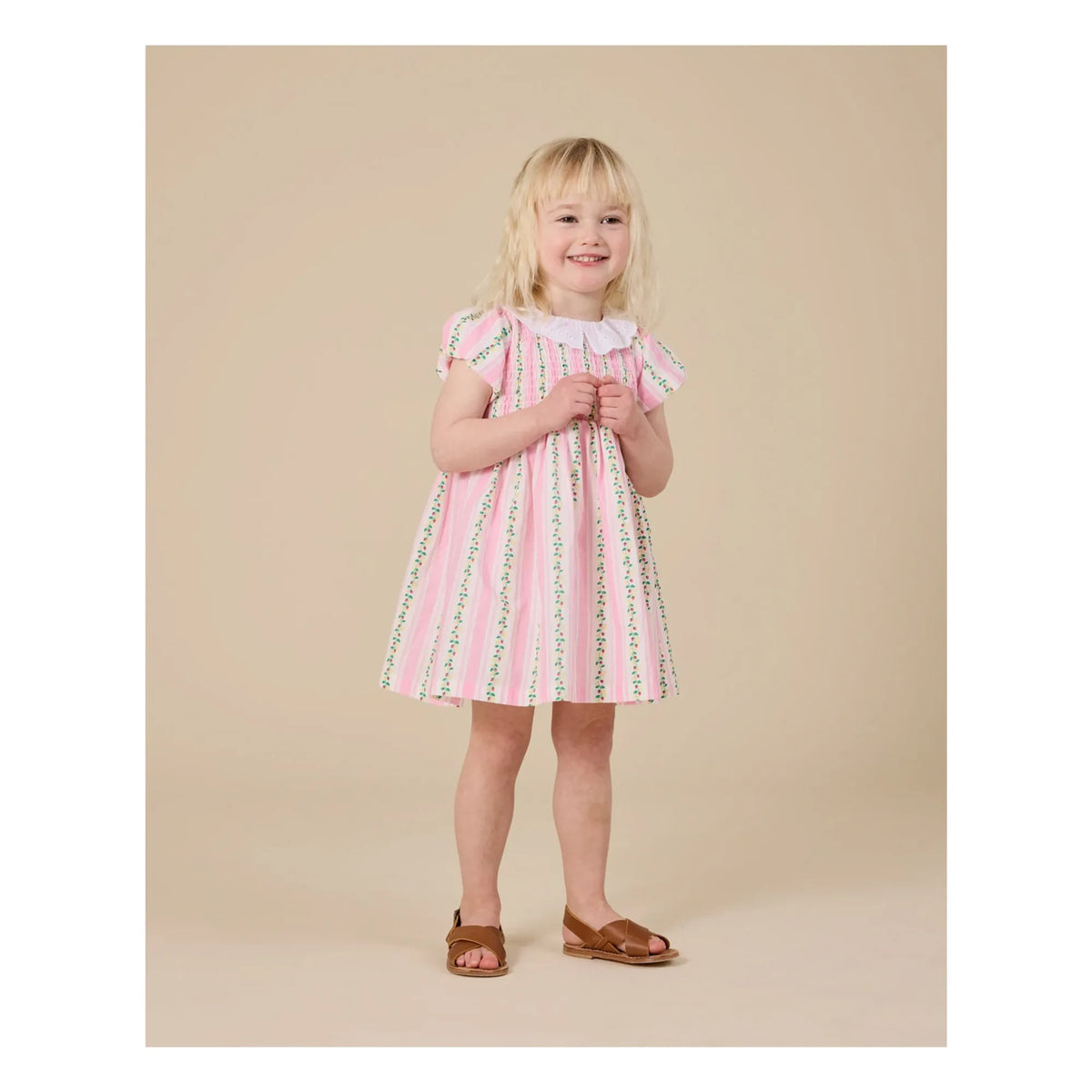 Goldie + Ace - Vestido fruncido a rayas | Rosa