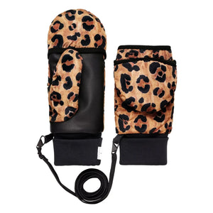 Fudoon - Guantes de leopardo convertibles | Camel