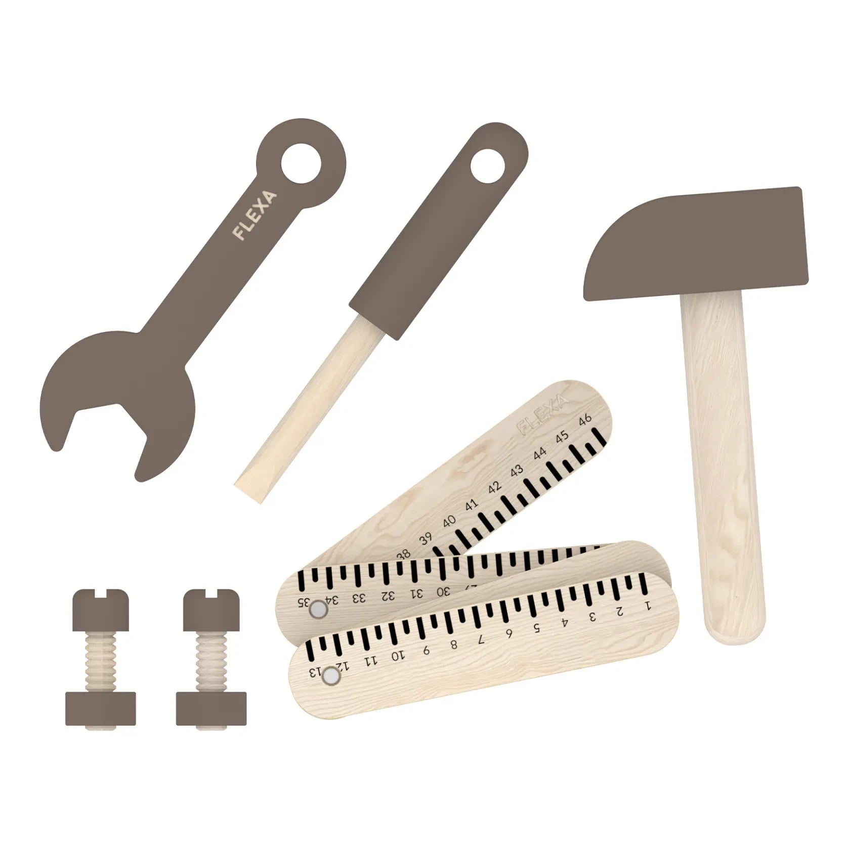 Flexa - Herramientas de madera - Set de 8 | Gris