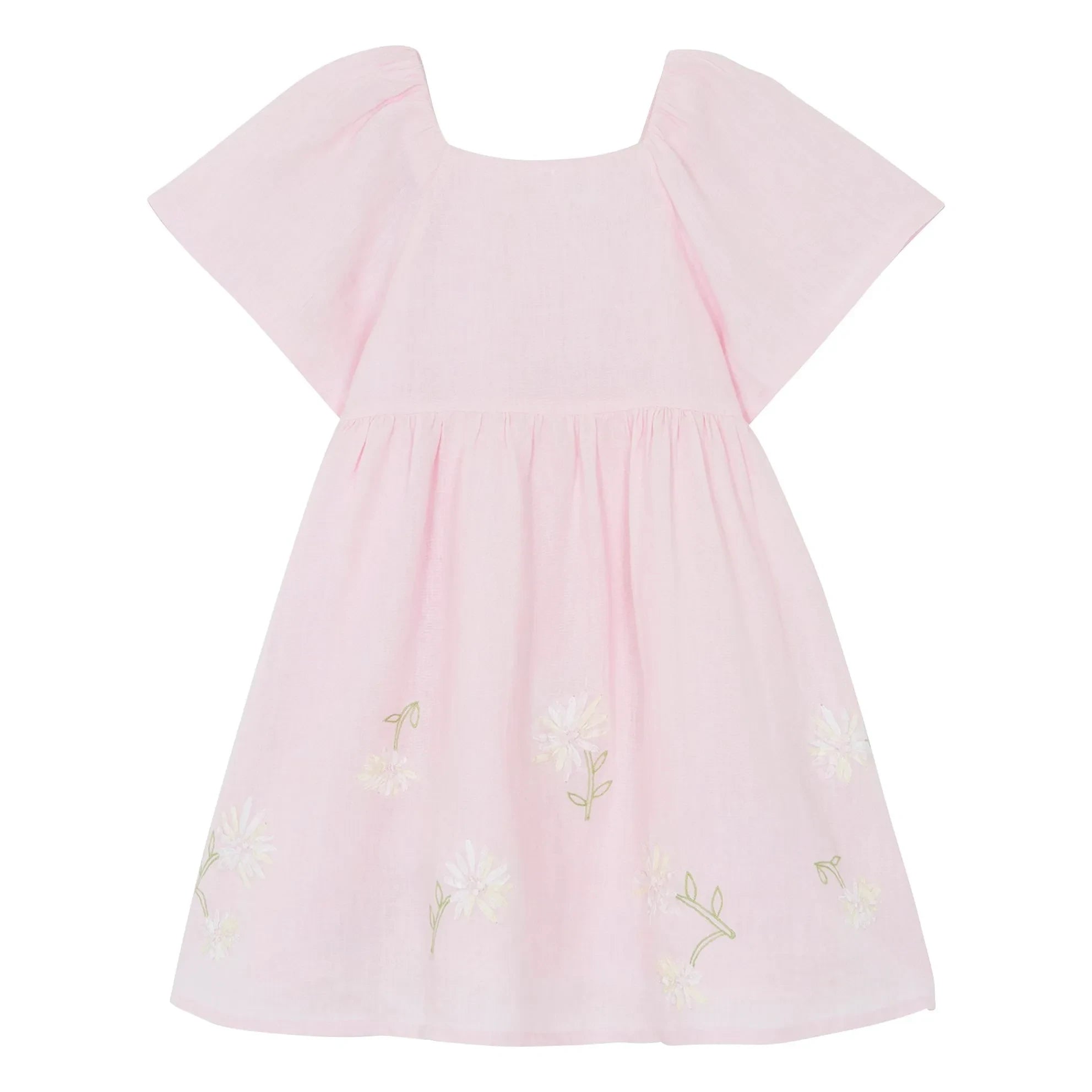 Tartine et Chocolat - Vestido rosa empolvado con estampado floral y mangas abullonadas
