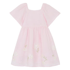 Tartine et Chocolat - Vestido rosa empolvado con estampado floral y mangas abullonadas