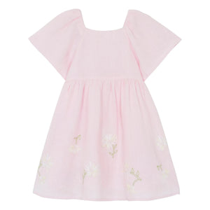 Tartine et Chocolat - Vestido rosa empolvado con estampado floral y mangas abullonadas
