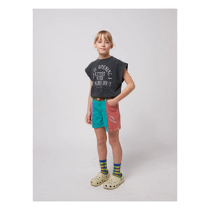 Bobo Choses - Shorts vaqueros de algodón orgánico con bloques de color | Turquesa