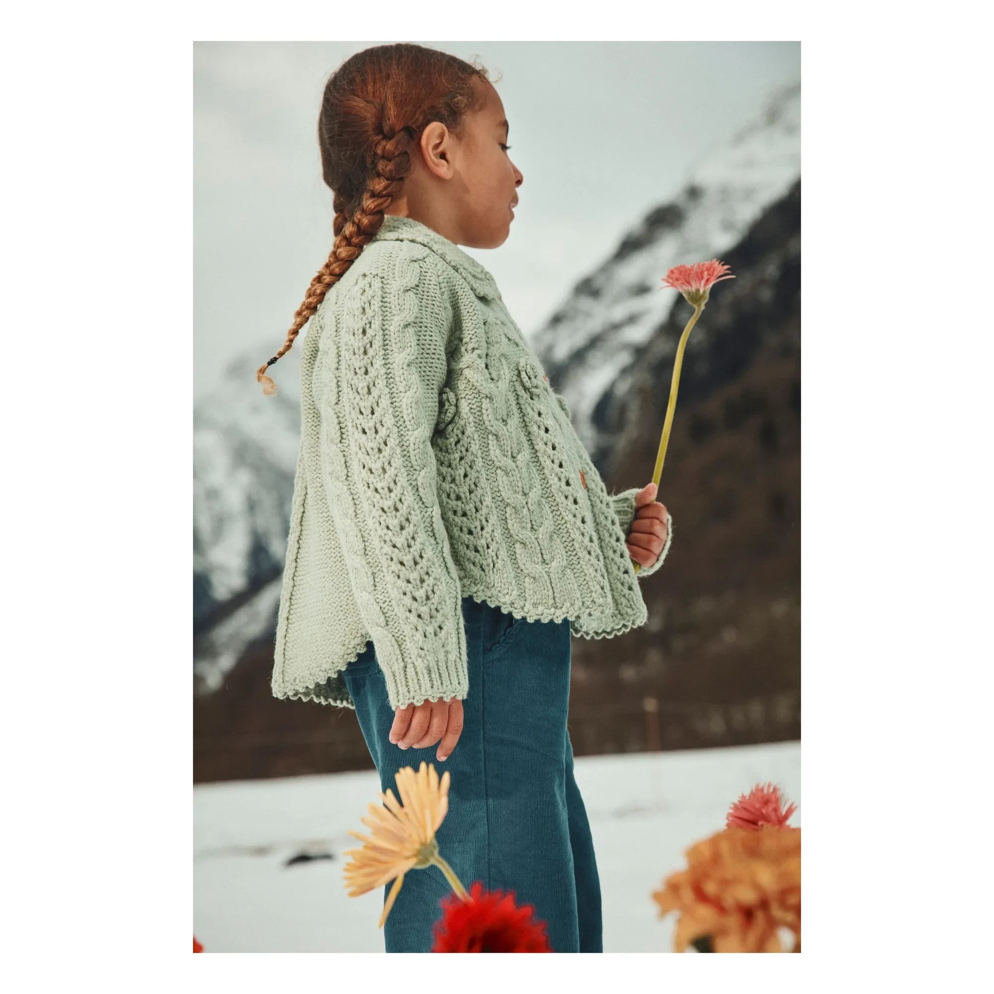 Louise Misha - Cárdigan Capa de Lana Khellana | Verde Almendra