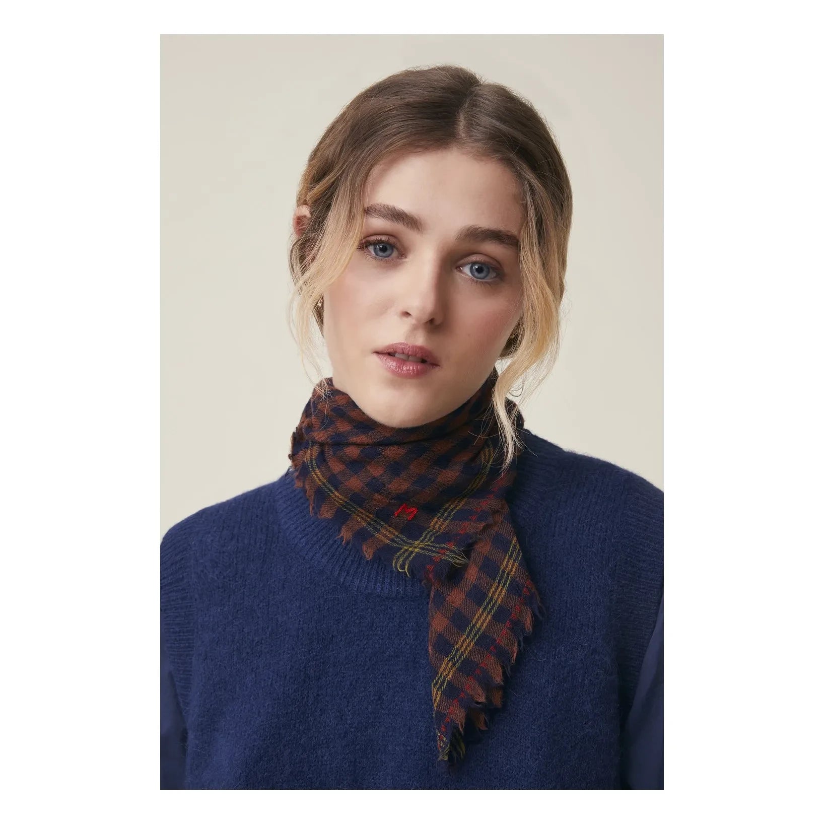 Moismont - Foulard Galopin n.º 849, lana | Azul marino