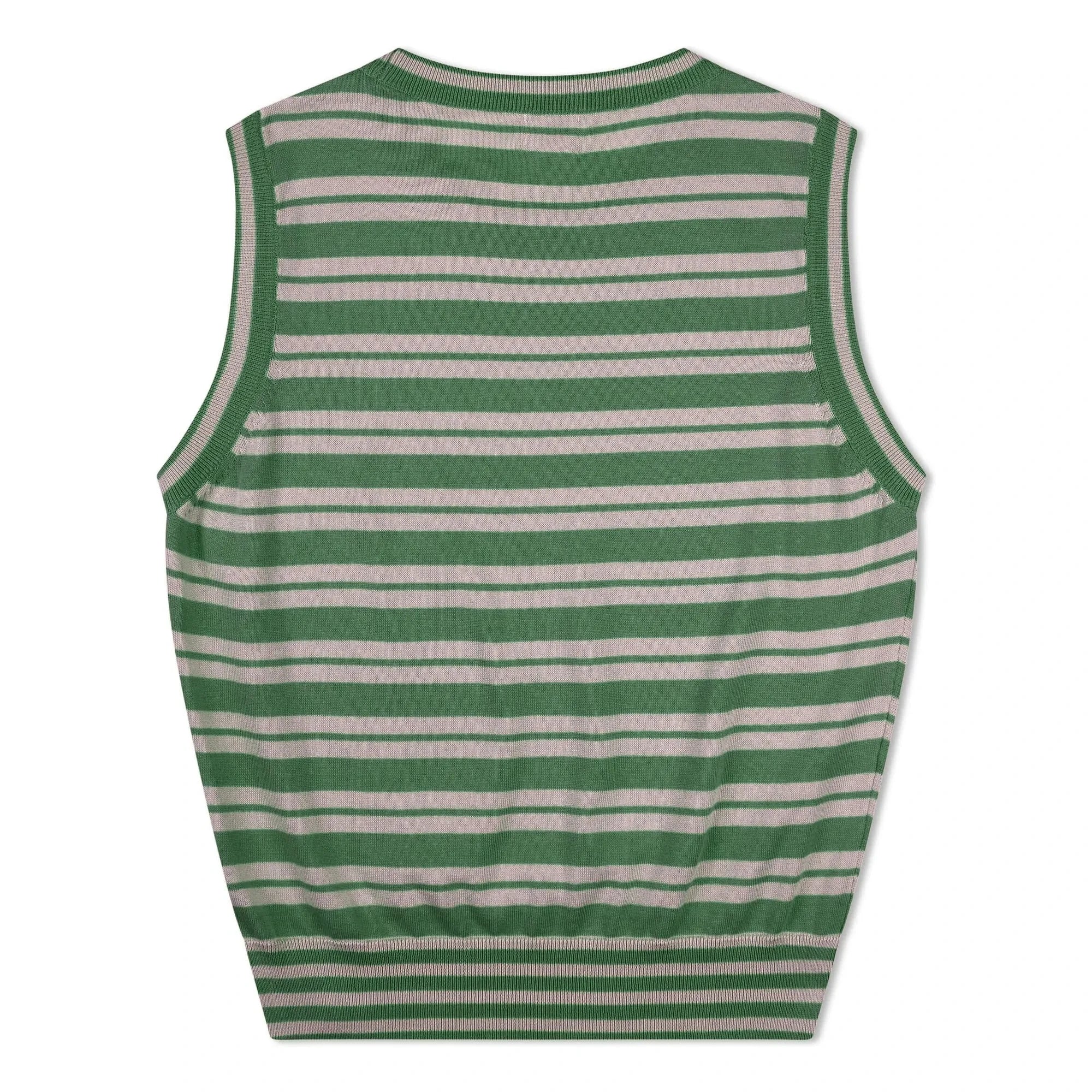 Matona - Camiseta de tirantes de punto fino de algodón orgánico a rayas | Verde