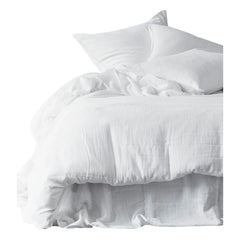 Haomy - Fundas de almohada de algodón con gasa Mykonos - Set de 2 | Blanco