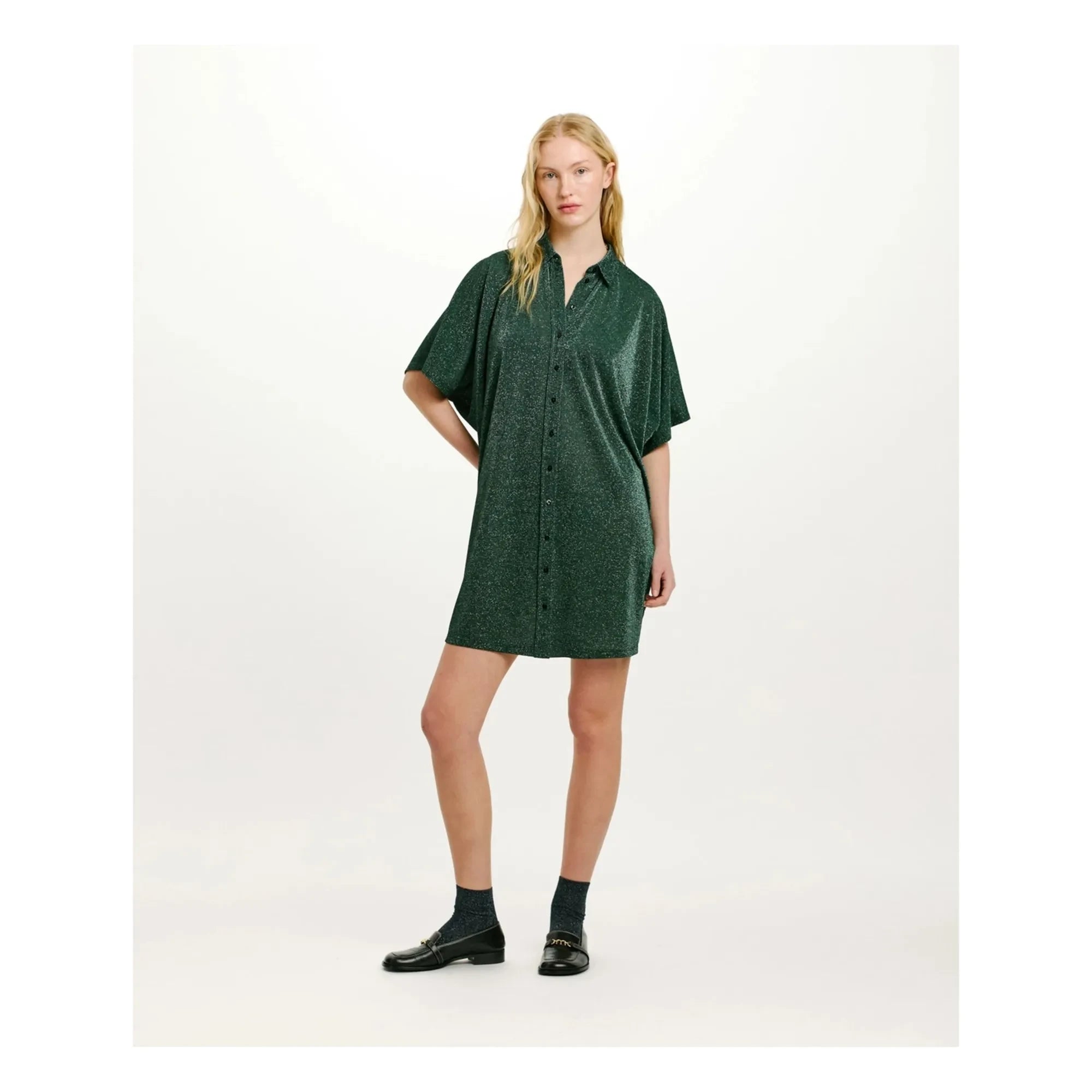 Momoni - Vestido Metálico Asado | Verde