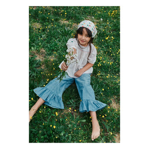 Emile et Ida - Pantalón con volantes de chambray azul