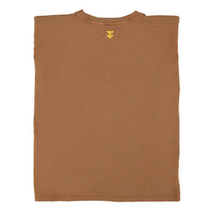 Sisters Department - Camiseta de lino y algodón con hombreras Alicia Omuz | Marrón