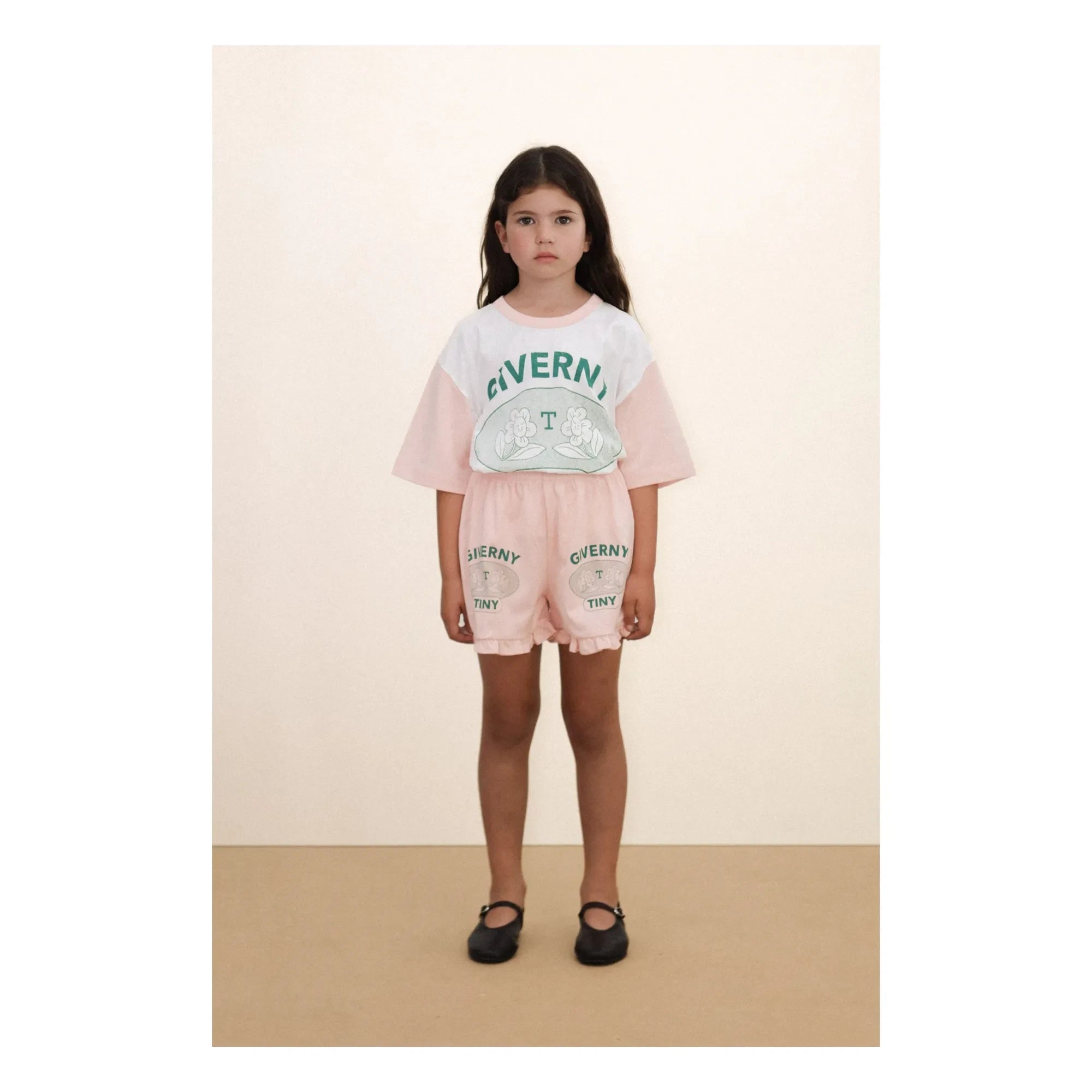 Tinycottons - Camiseta de Algodón Orgánico con Bloques de Color Giverny | Rosa Polvo