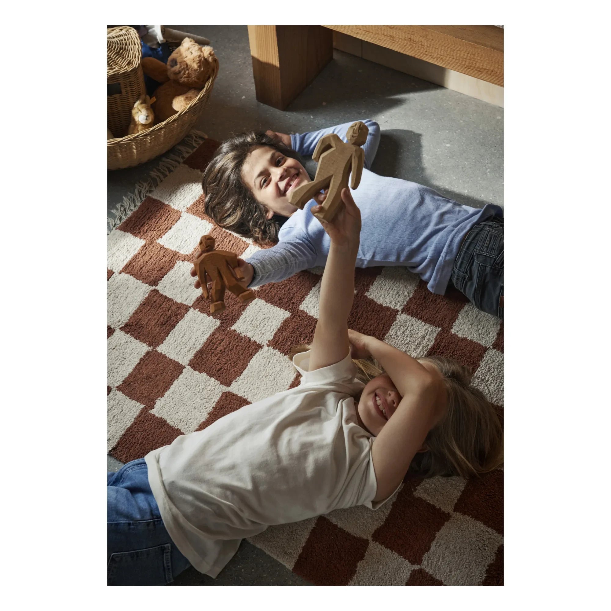 Ferm Living Kids - Alfombra de cuadros Mara | Color óxido