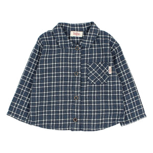 Búho - Camisa de cuadros para bebé | Azul marino