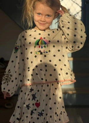 SISSEL EDELBO - Blusa Diana Pois Algodón Orgánico - Colección Infantil | Crema