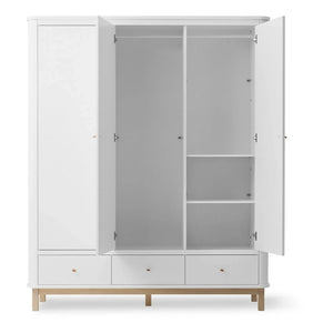 Oliver Furniture - Armario ropero de roble de 3 puertas | Blanco
