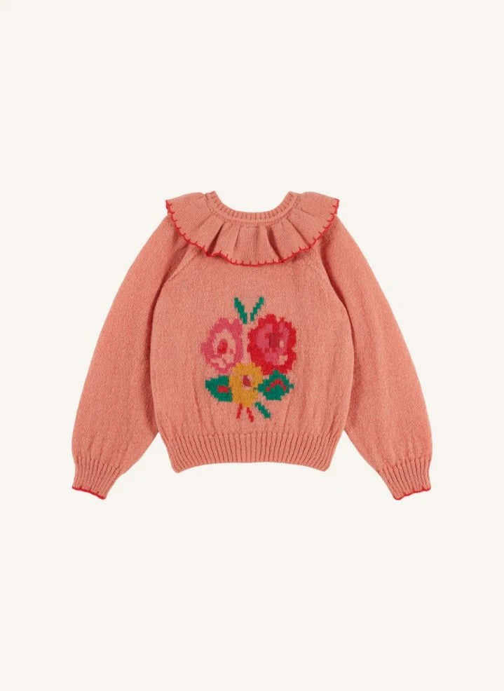 Emile et Ida - Cárdigan de mohair rosa con flores