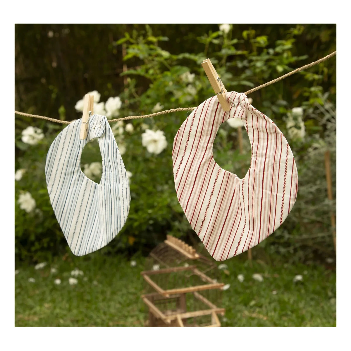 Editions Aimable - Bandana Brigitte - Set de 2 | Azure Stripes Poplin
