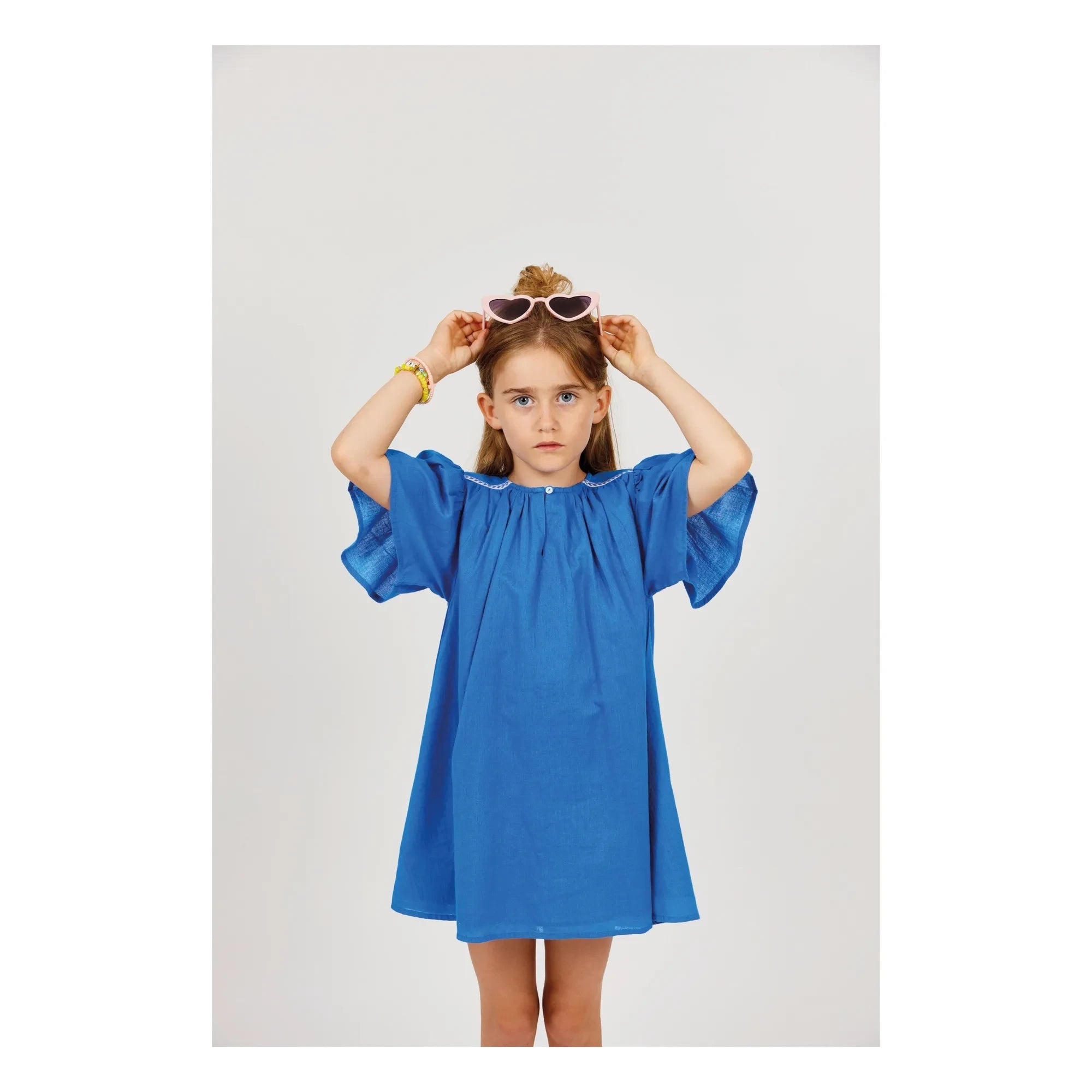 Arsène et Les Pipelettes - Vestido de volantes de voile de algodón orgánico | Azul celeste