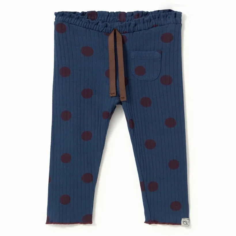 Cozmo - Mika Leggings Acanalados Algodón Orgánico Lunares | Azul Marino
