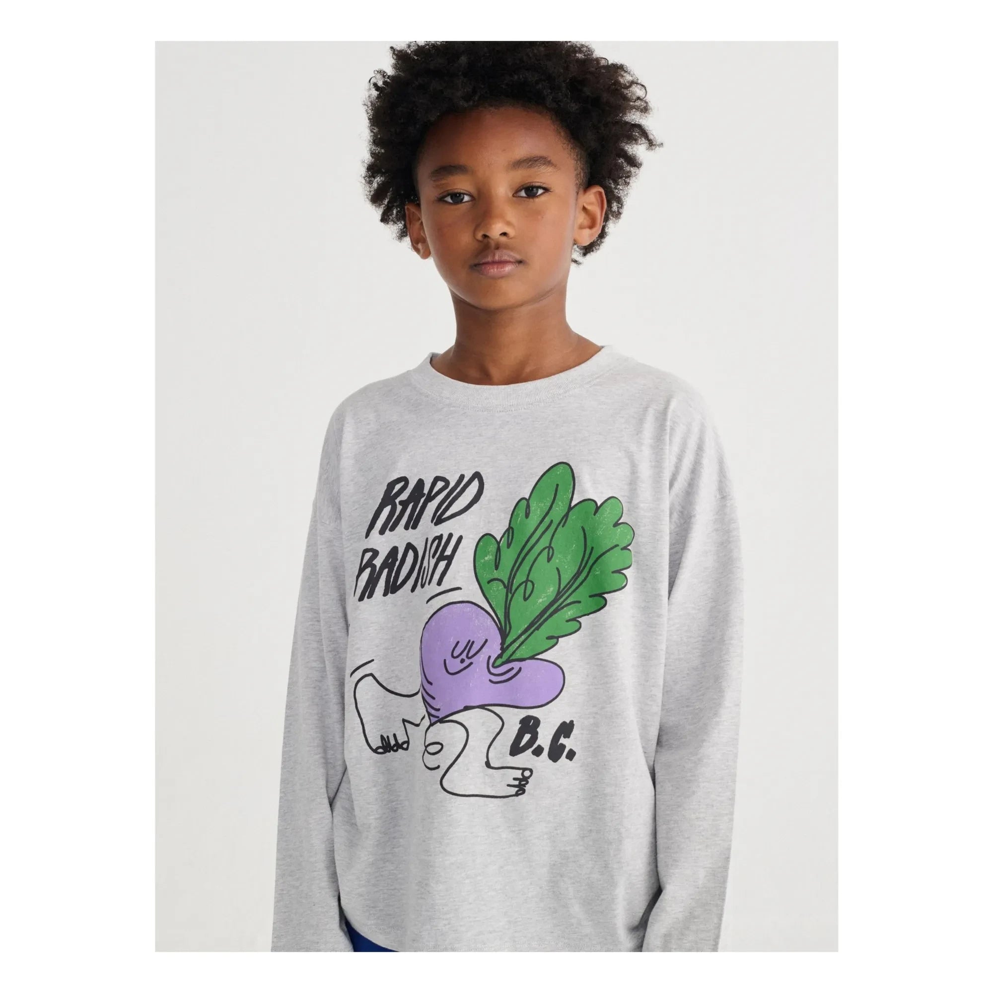 Bobo Choses - Camiseta de algodón orgánico Rapid Radish | Gris jaspeado