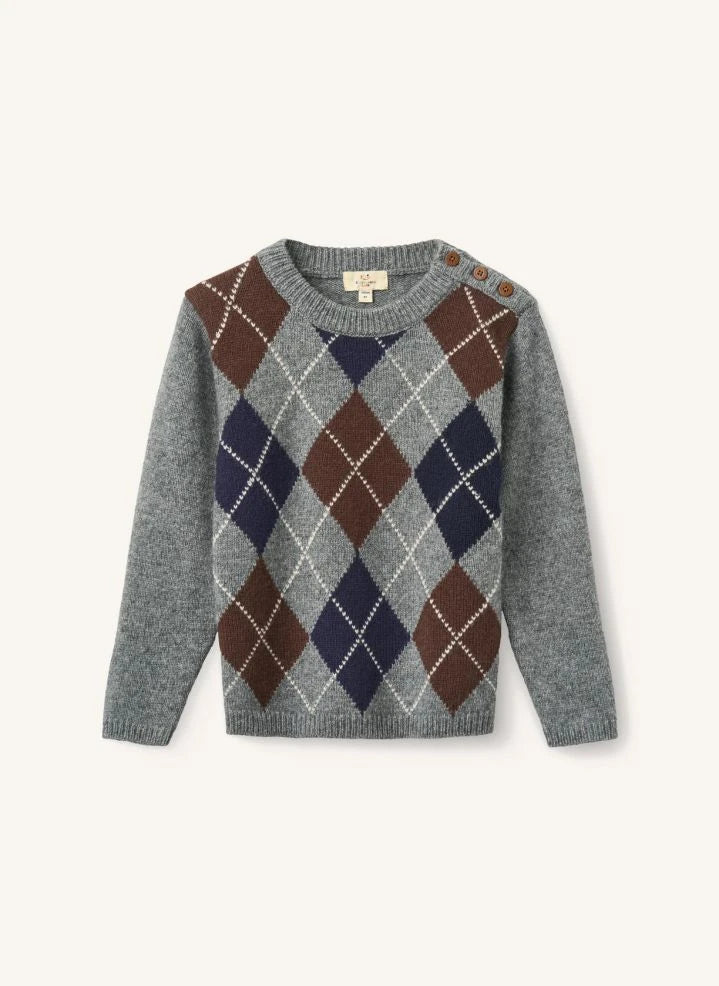 Copenhagen Colors - Jersey de lana gris con argyle