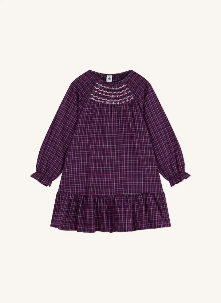 Petit Bateau - Vestido con volantes de algodón orgánico | Azul marino