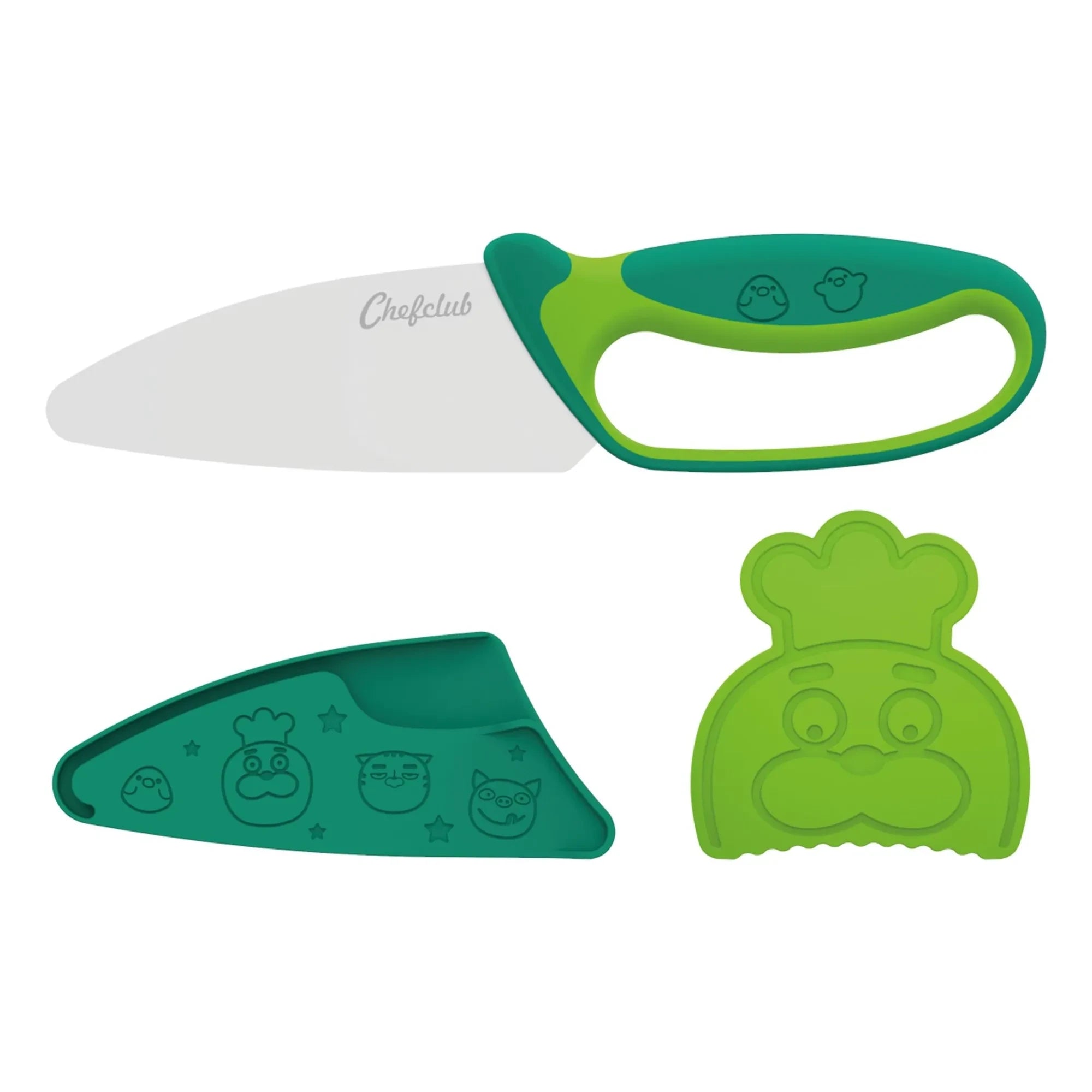 Chefclub - Cuchillo con protector de dedos | Verde