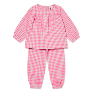 Sleepy Doe - Pijama de algodón orgánico Gingham Seersucker | Rosa