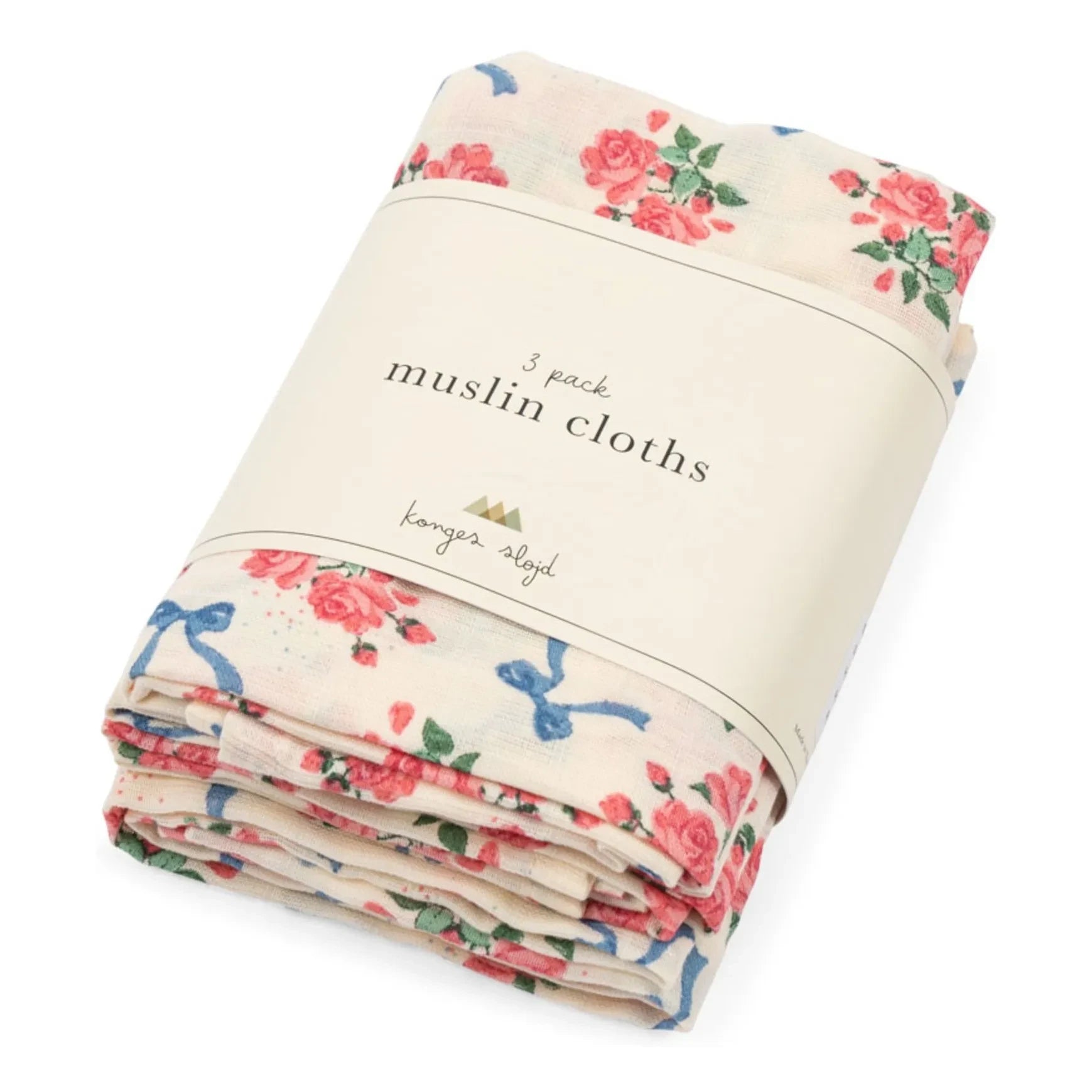 Konges Sløjd - Pañales de tela de algodón orgánico Bella Rosita - Pack de 3 | Rosa