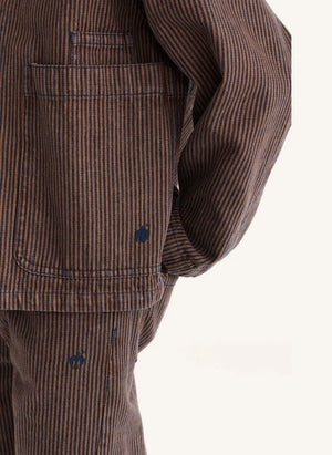 True Artist - N°5 Çizgili Denim Organik Pamuk Ceket | Koyu Mavi