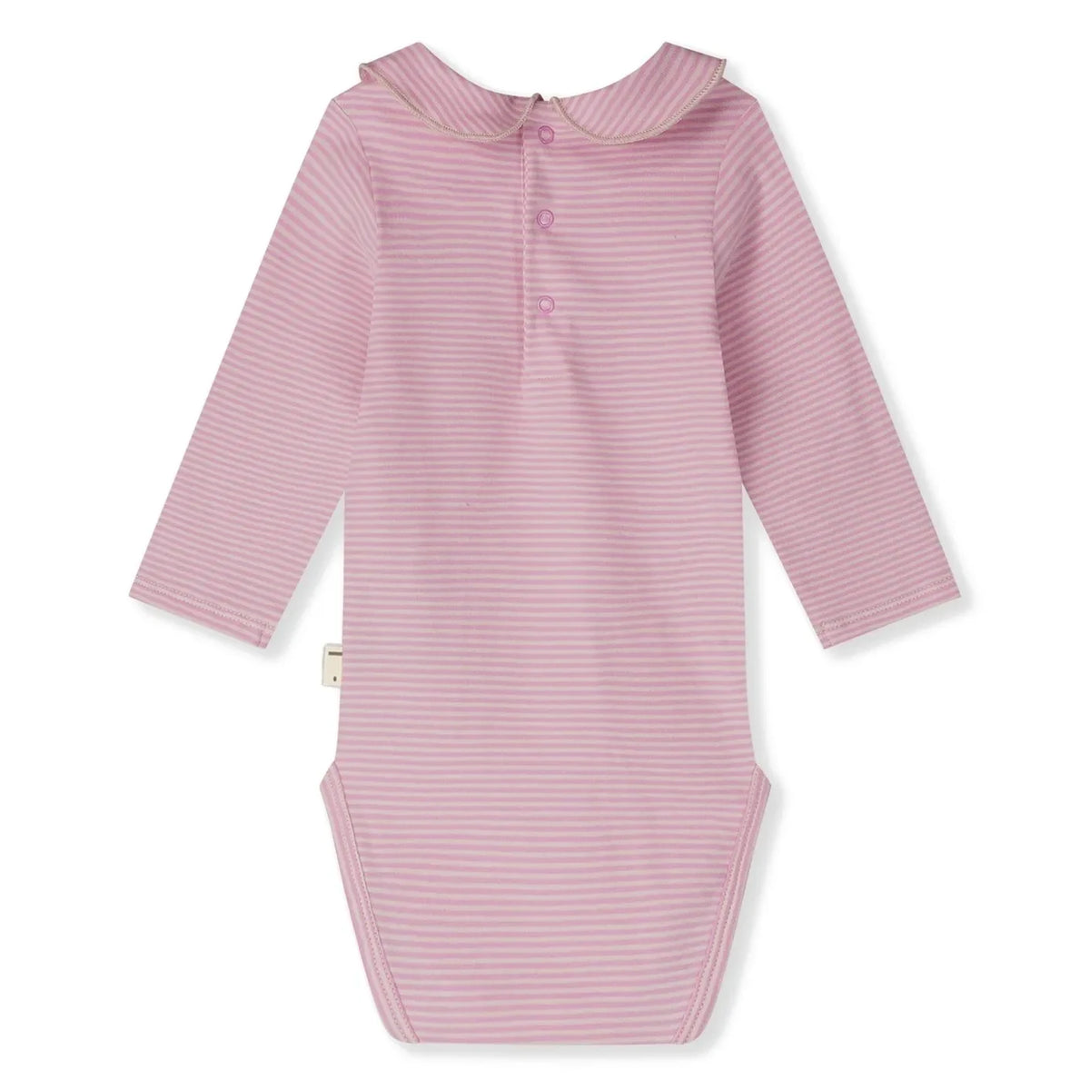 Gray Label - Body de algodón orgánico a rayas con cuello Claudine | Rosa