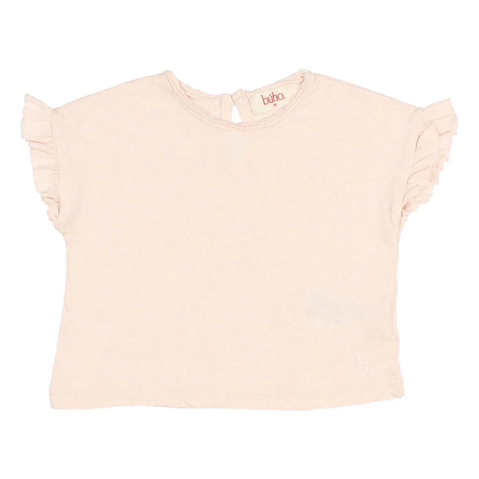 Búho - Camiseta de lino con volantes para bebé | Rosa claro