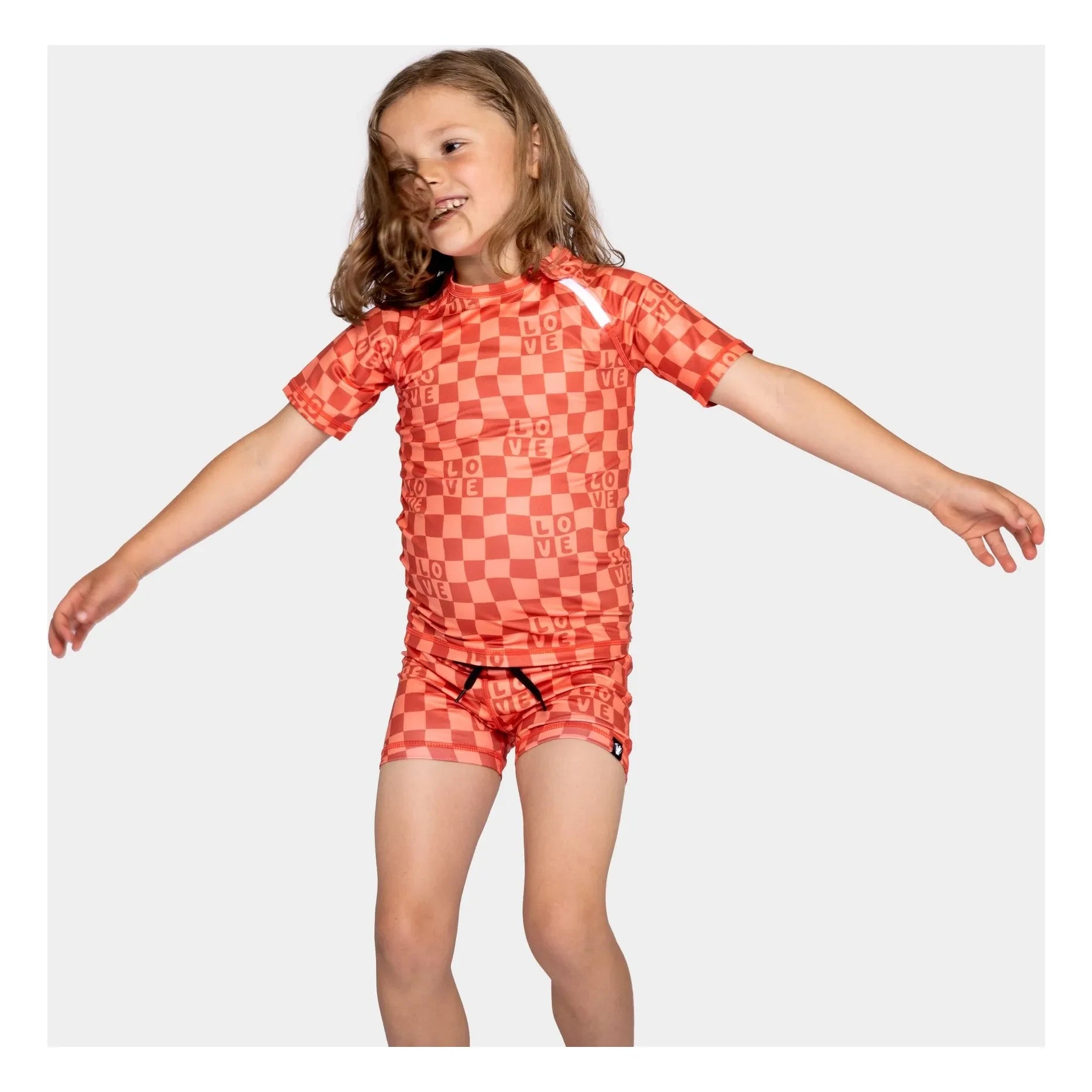 Beach & Bandits - Camiseta anti-UV de cuadros Love Fibras recicladas | Coral
