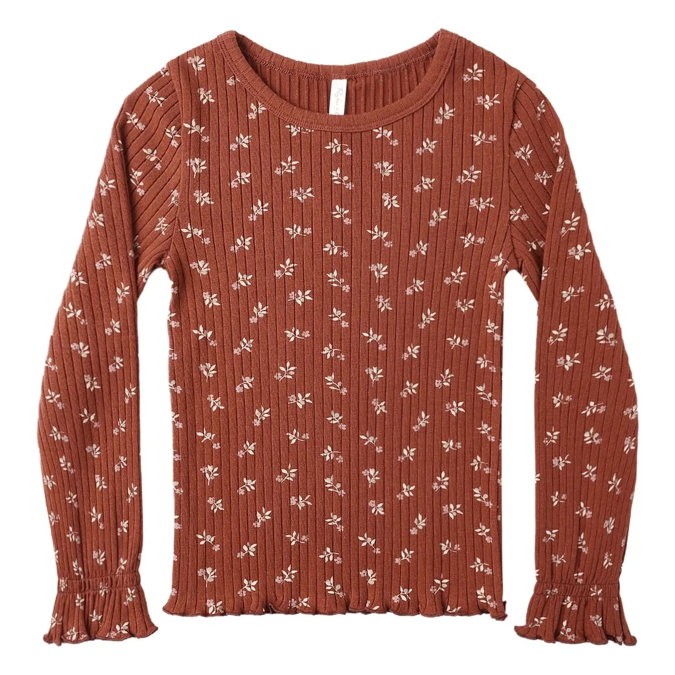 Rylee + Cru - Camiseta de canalé con estampado floral | Teja