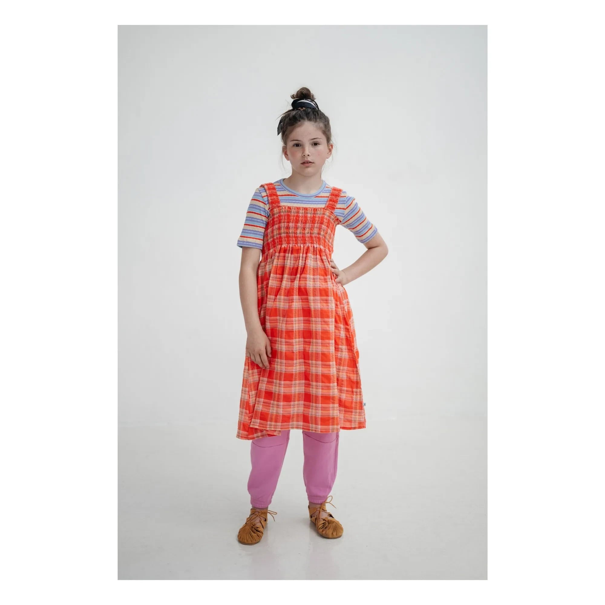 Repose AMS - Vestido Elbise Smocked a Cuadros | Coral