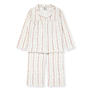 Sleepy Doe - Pijama de rayas con estampado floral de algodón orgánico | Crudo
