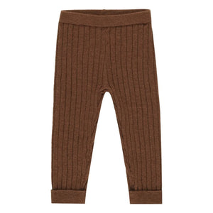 Rylee + Cru - Leggings acanalados con detalle de volantes Mini | Marrón
