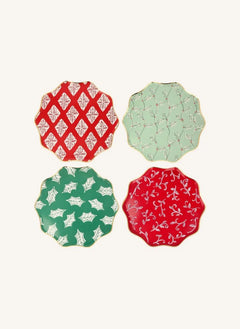 Meri Meri - Platos grandes de Navidad con diseño de Block Print - set de 8