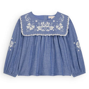 Louise Misha - Henrietta organik pamuk bluz | Mavi