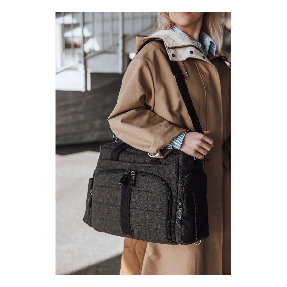 Sebra - Bolsa de cambio portátil | Gris carbón