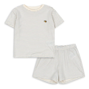 Konges Sløjd - Conjunto de camiseta y pantalón corto de algodón orgánico a rayas Famo | Azul
