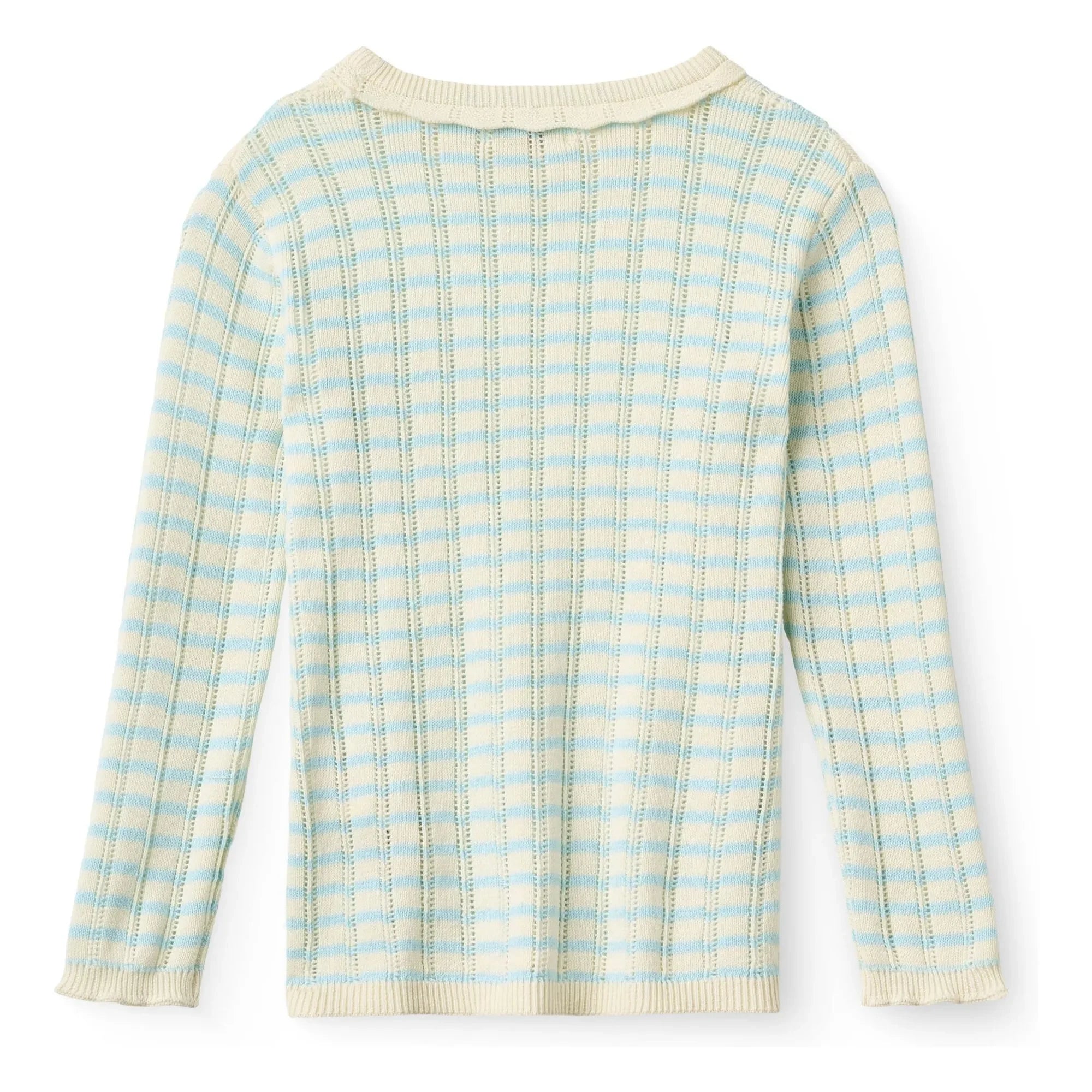 Copenhagen Colors - Camiseta de rejilla de algodón orgánico a rayas de Pointelle | Azul claro