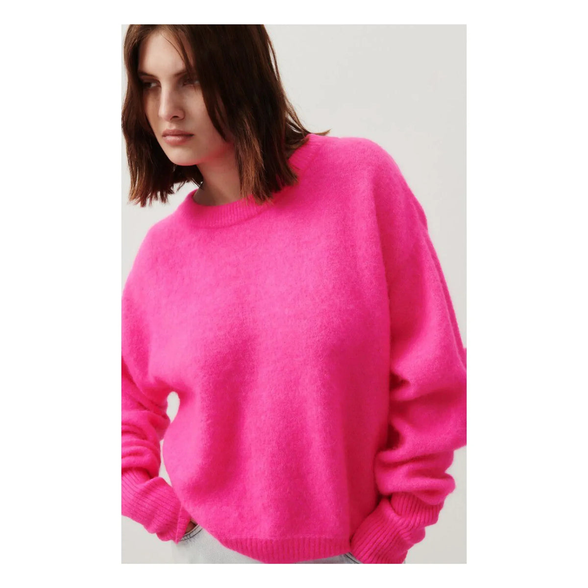 American Vintage - Vitow Jersey de cuello barco de alpaca y lana | Rosa flúor