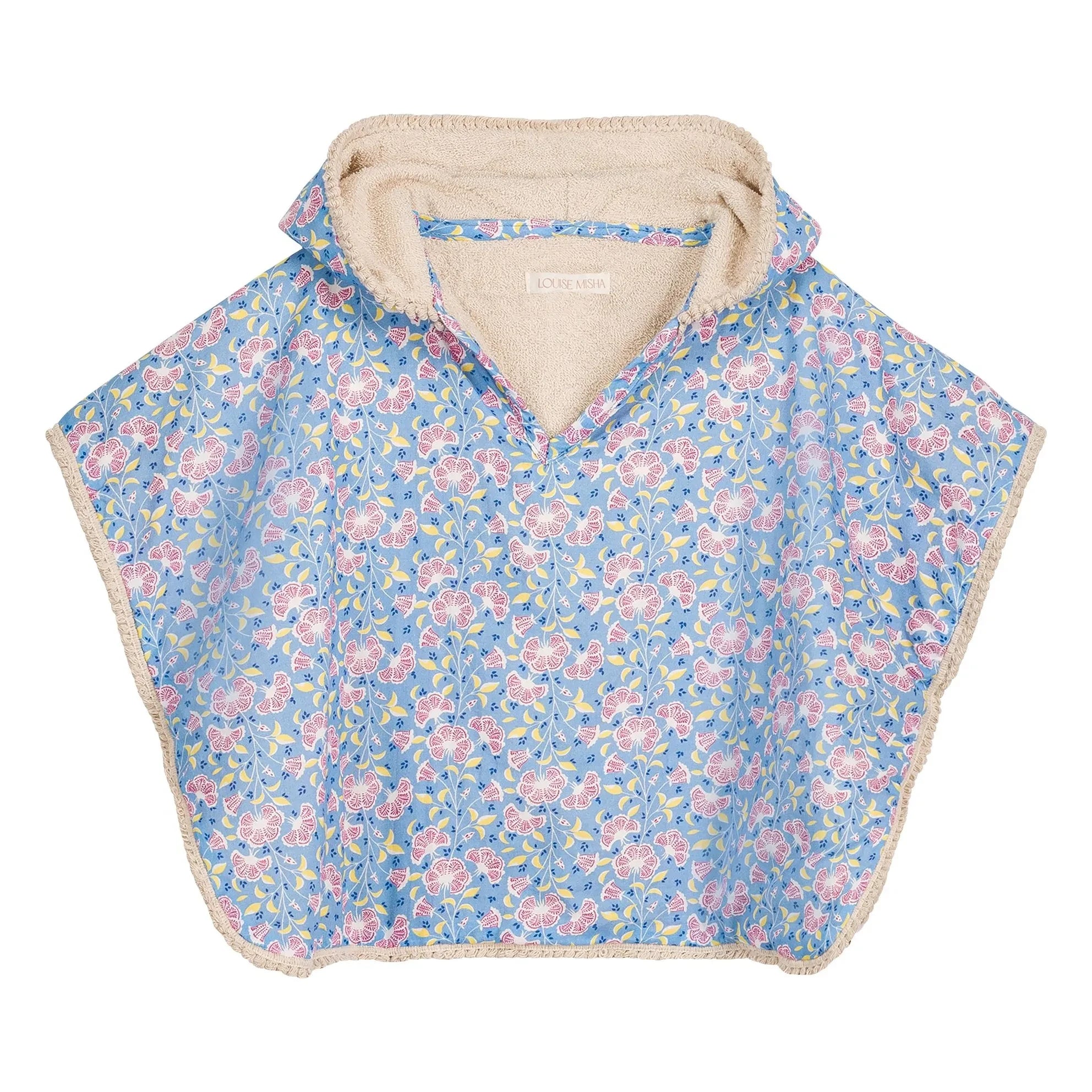 Louise Misha - Poncho de baño de algodón orgánico Mael | Azul claro