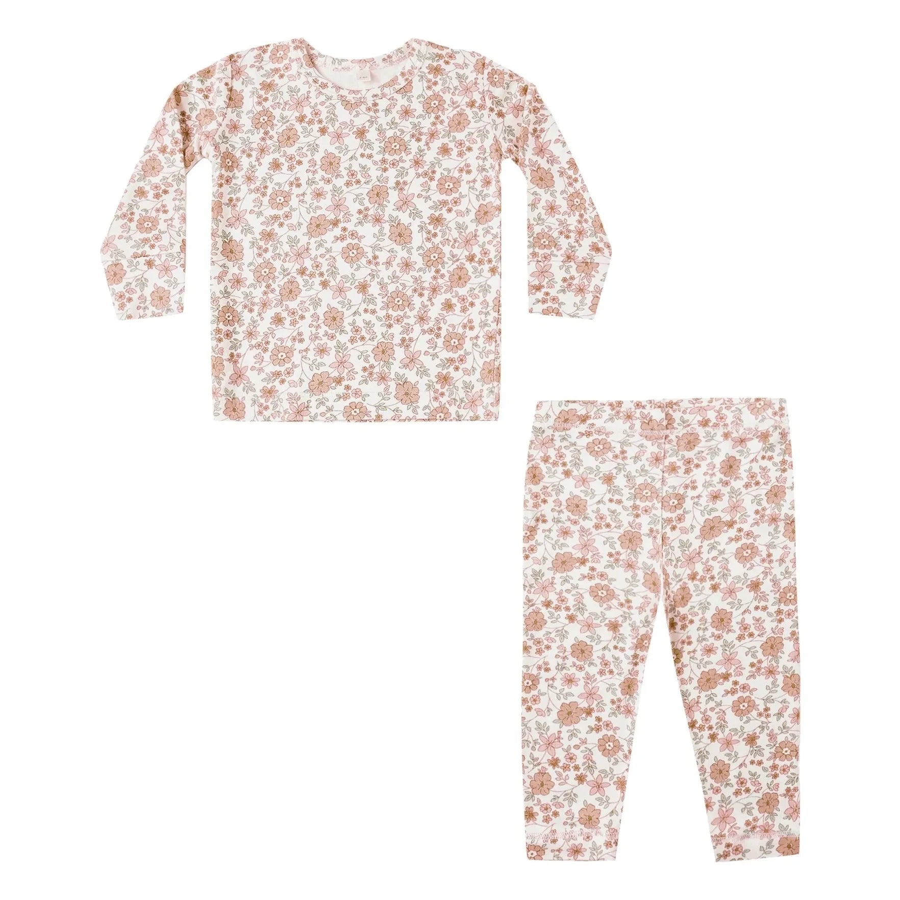 Quincy Mae - Pijama con estampado floral de bambú | Marfil
