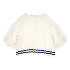 Mipounet - Blusa de lino Isaline, con mangas abullonadas | Crudo