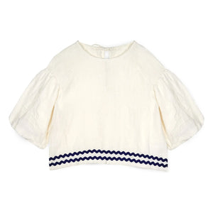 Mipounet - Blusa de lino Isaline, con mangas abullonadas | Crudo