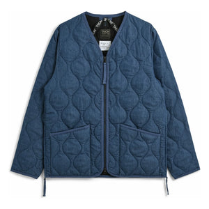 Taion - Chaqueta militar unisex con cuello en V | Azul Índigo