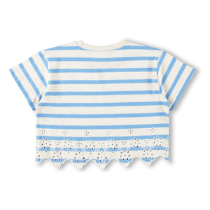Molo - Camiseta de algodón orgánico con rayas Rosita | Azul claro